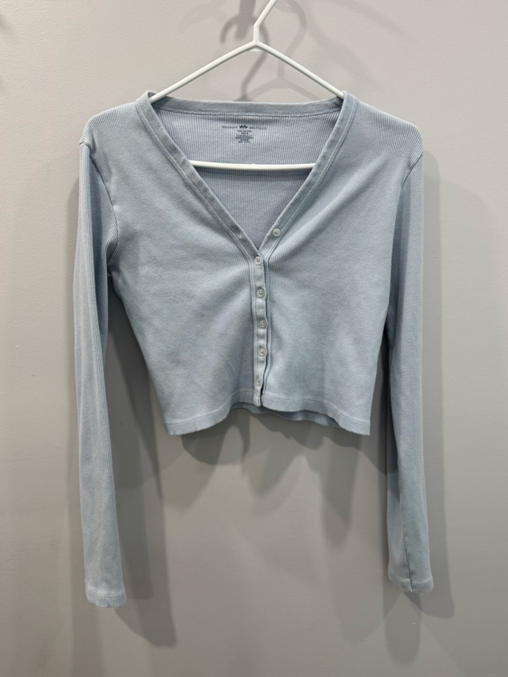 Brandy Melville Light Blue Buttoned Ribbed Long Sleeve 100% Cotton - One Size